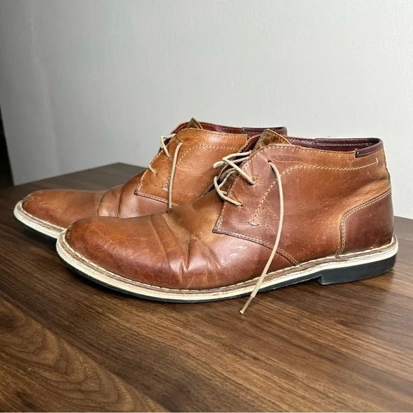 Steve Madden Harken 247 Ankle Chukka Boots Mens Size 11.5 Cognac Leather Lace Up Steve Madden Harken Chukka Boots Cognac lace up Leather shoe  main image 2